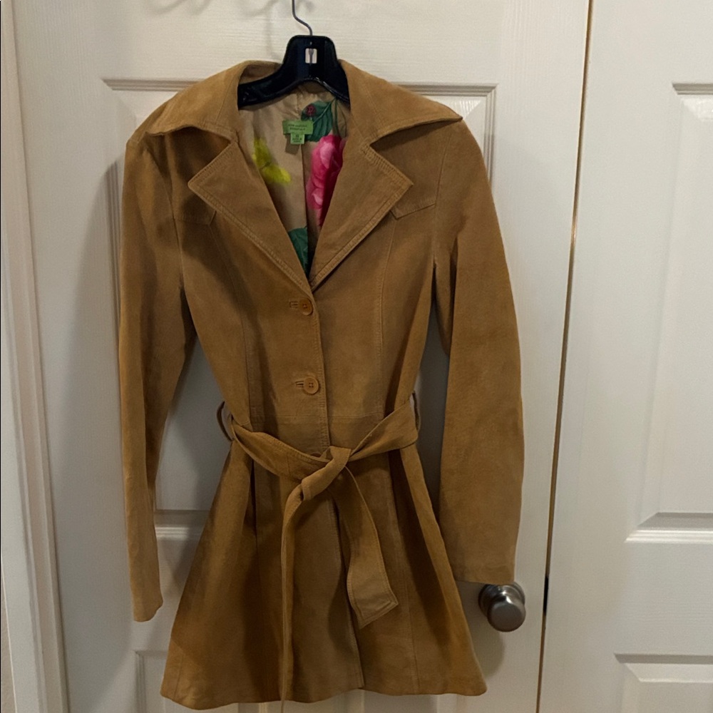 John Carlisle Tan Suede Trench Coat XS
